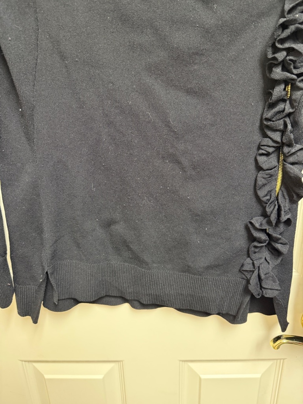 INC Black Ruffle Zip Pullover - Picture 3 of 8